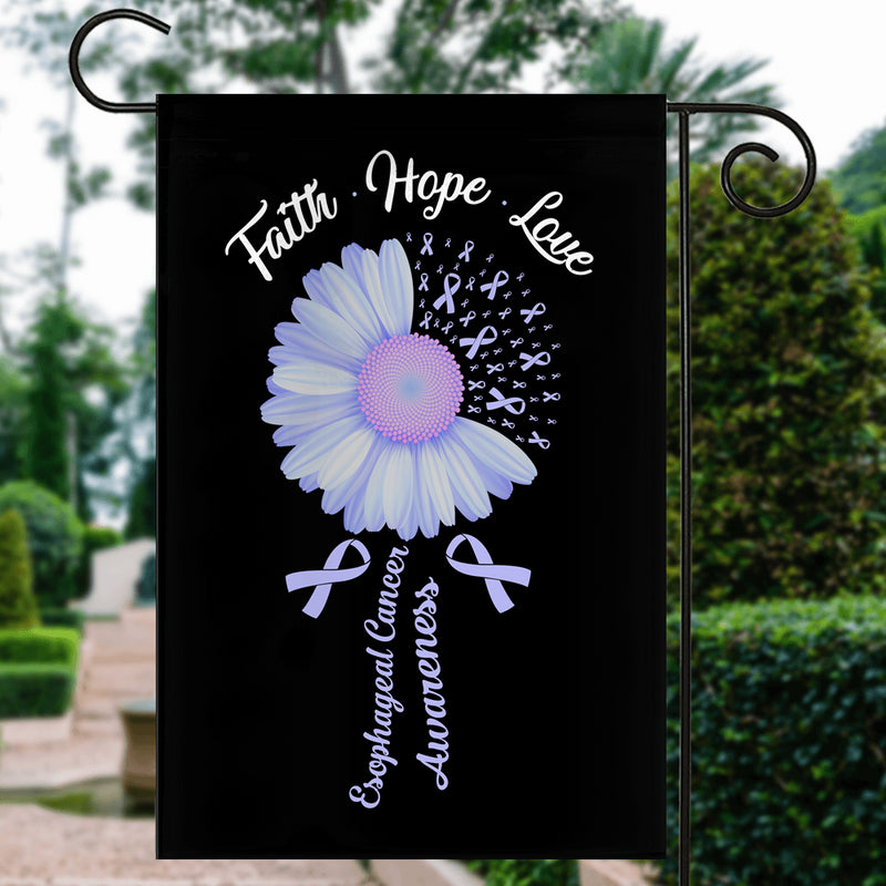 Faith Hope Love Esophageal Cancer Awareness Flag Daisy Flower Periwinkle Ribbon Garden Flag mockup 3 800x.jpg