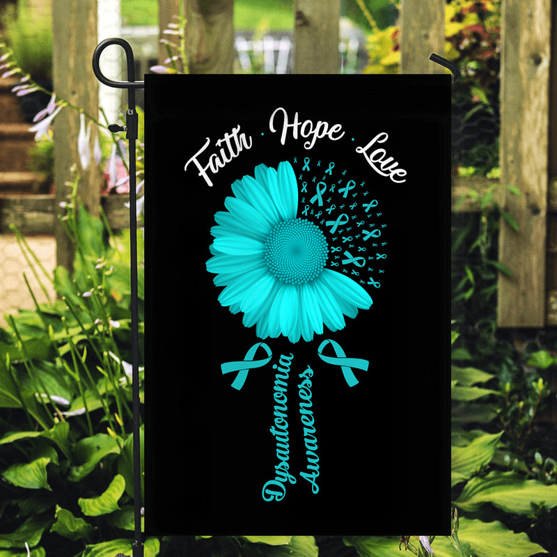 Faith Hope Love Dysautonomia Awareness Flag Daisy Flower Turquoise Ribbon Garden Flag mockup 2 800x.jpg