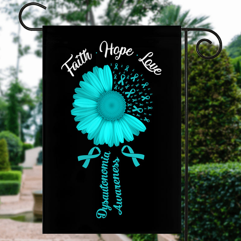 Faith Hope Love Dysautonomia Awareness Flag Daisy Flower Turquoise Ribbon Garden Flag mockup 3 800x.jpg