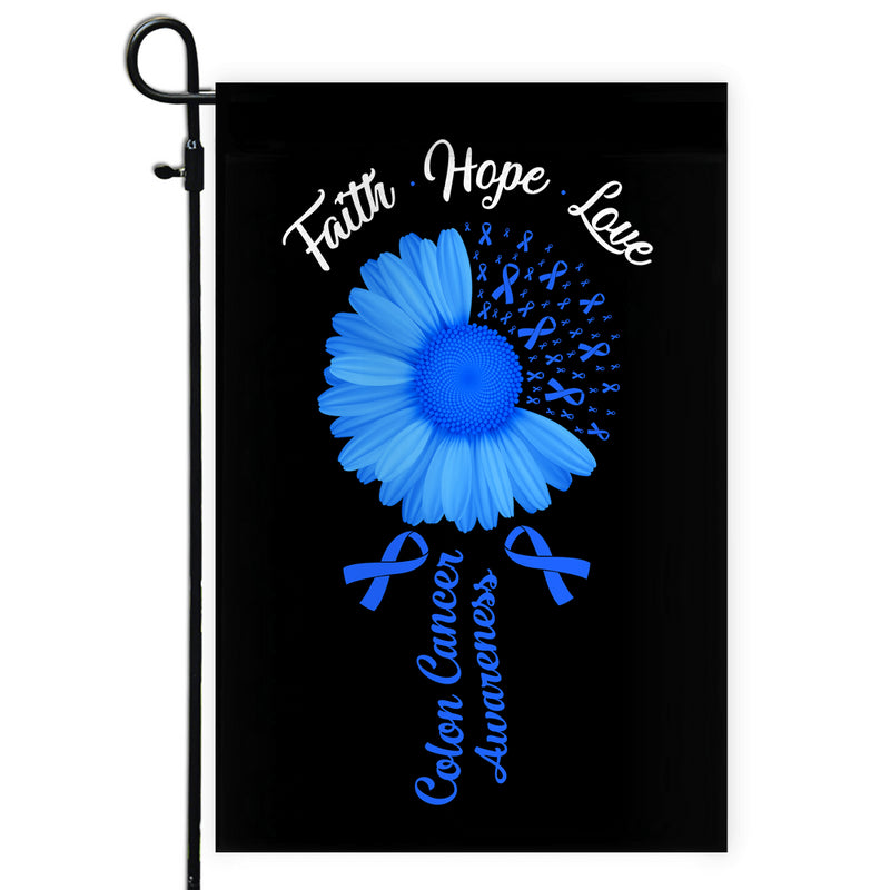 Faith Hope Love Colon Cancer Awareness Flag Daisy Flower Blue Ribbon Garden Flag mockup 1 800x.jpg