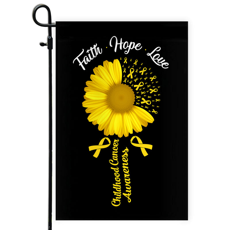 Faith Hope Love Childhood Cancer Awareness Flag Daisy Flower Gold Ribbon Garden Flag mockup 1 800x.jpg
