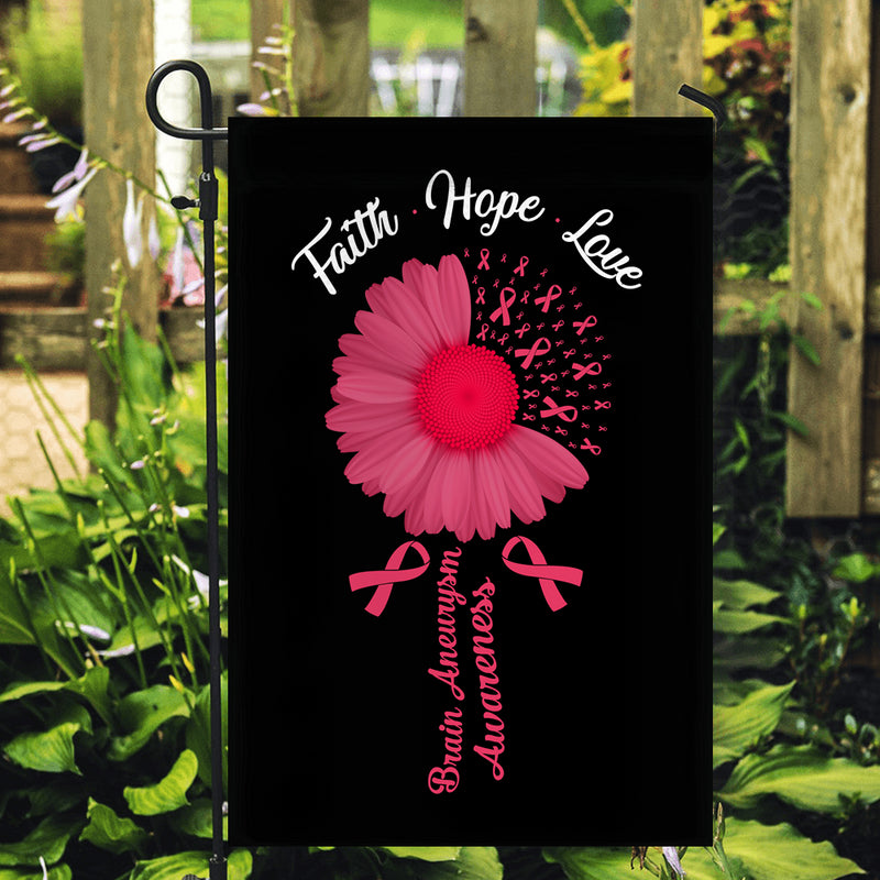 Faith Hope Love Brain Aneurysm Awareness Flag Daisy Flower Burgundy Ribbon Garden Flag mockup 2 800x.jpg