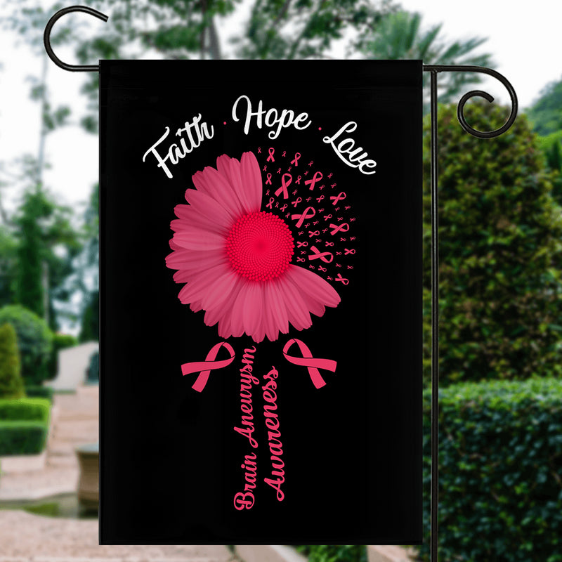 Faith Hope Love Brain Aneurysm Awareness Flag Daisy Flower Burgundy Ribbon Garden Flag mockup 3 800x.jpg