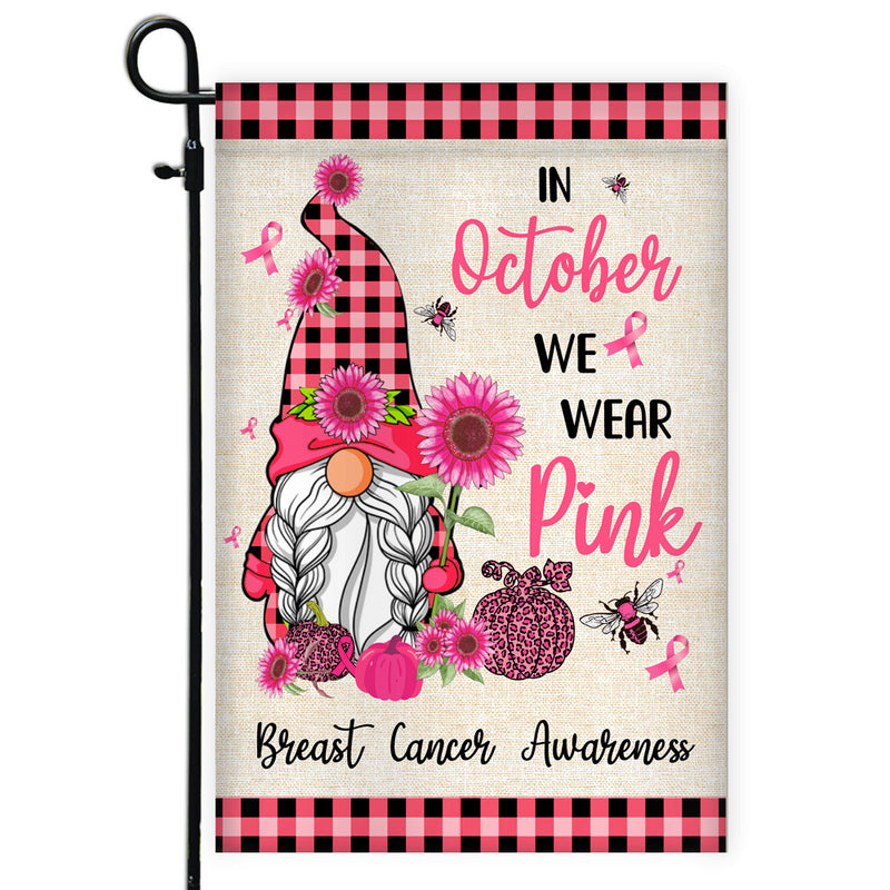Breast Cancer Gnome Flag In October We Wear Pink Garden Flag mockup 1 800x.jpg