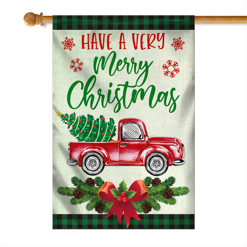 Red Truck Christmas Flag Evergreen Have A Very Christmas Holiday House Flag mockup 1 800x.jpg