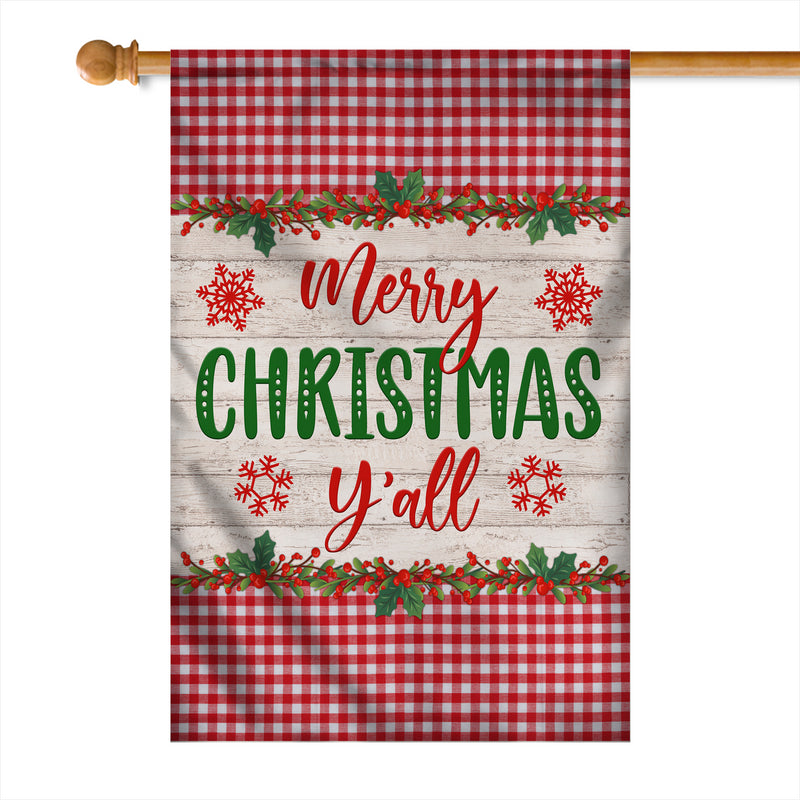 Merry Christmas Y all Flag Buffalo Check Plaid Xmas Quote House Flag mockup 1 800x.jpg