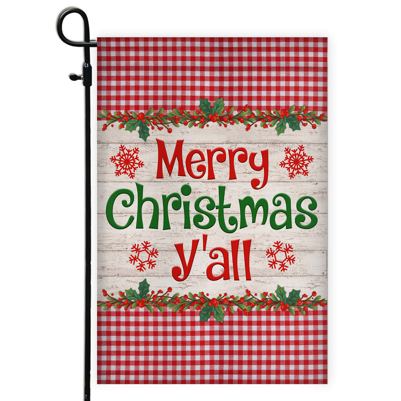 Merry Christmas Y all Flag Buffalo Plaid Check Xmas Garden Flag mockup 1 800x.jpg