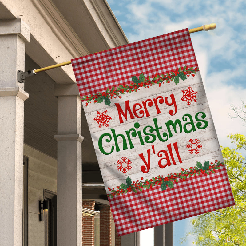 Merry Christmas Y all Flag Buffalo Plaid Check Xmas House Flag mockup 2 800x.jpg