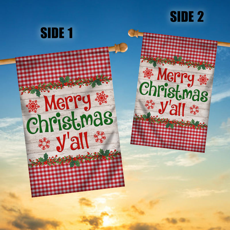 Merry Christmas Y all Flag Buffalo Plaid Check Xmas House Flag mockup 3 800x.jpg