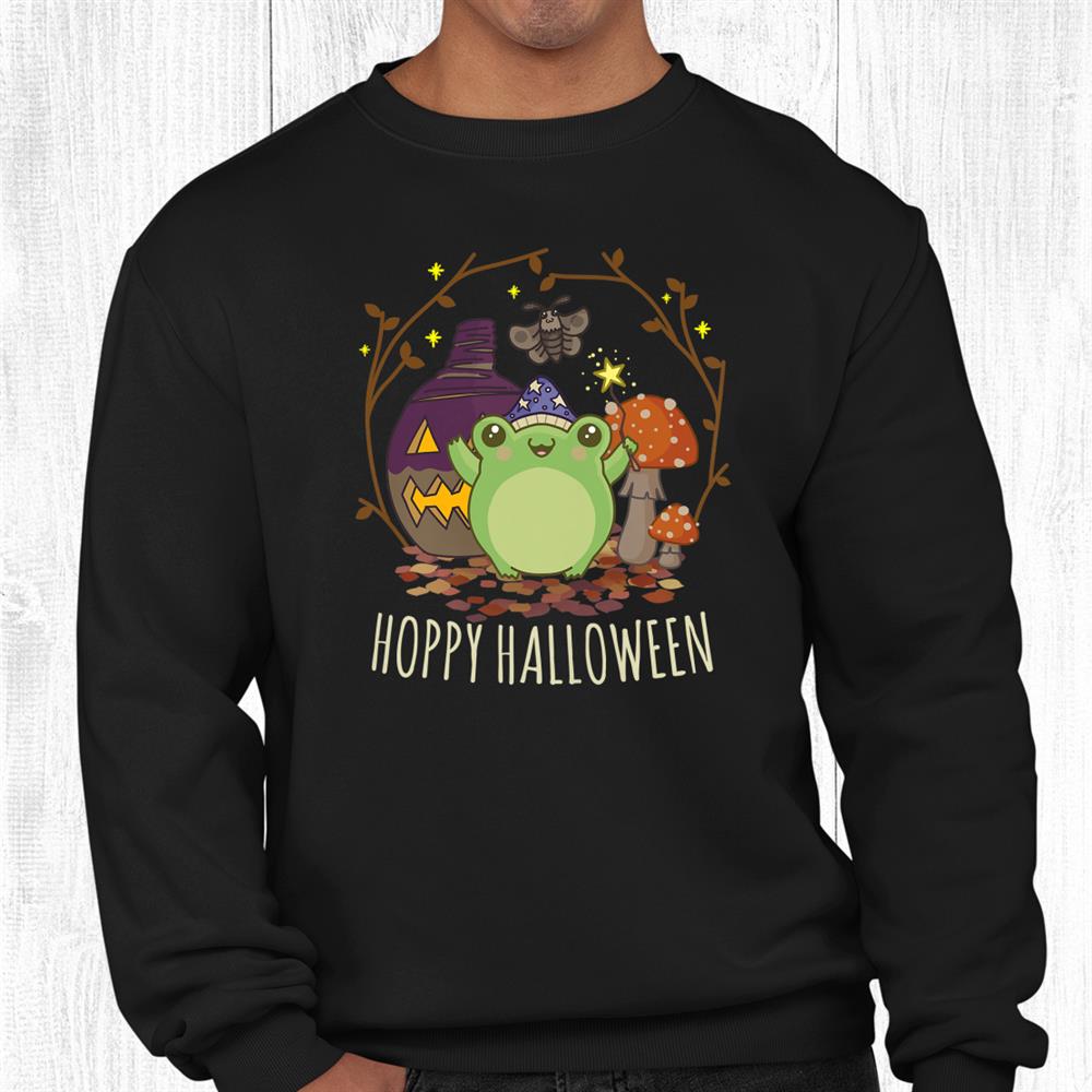 kawaii cottagecore aesthetic frog fungi cute hoppy halloween shirt 2.jpg