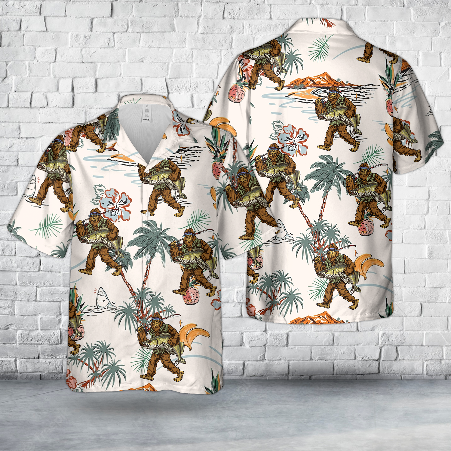 Tropical Bigfoot Walleye Fishing Hawaiian Shirt DLHH1904PL03.png