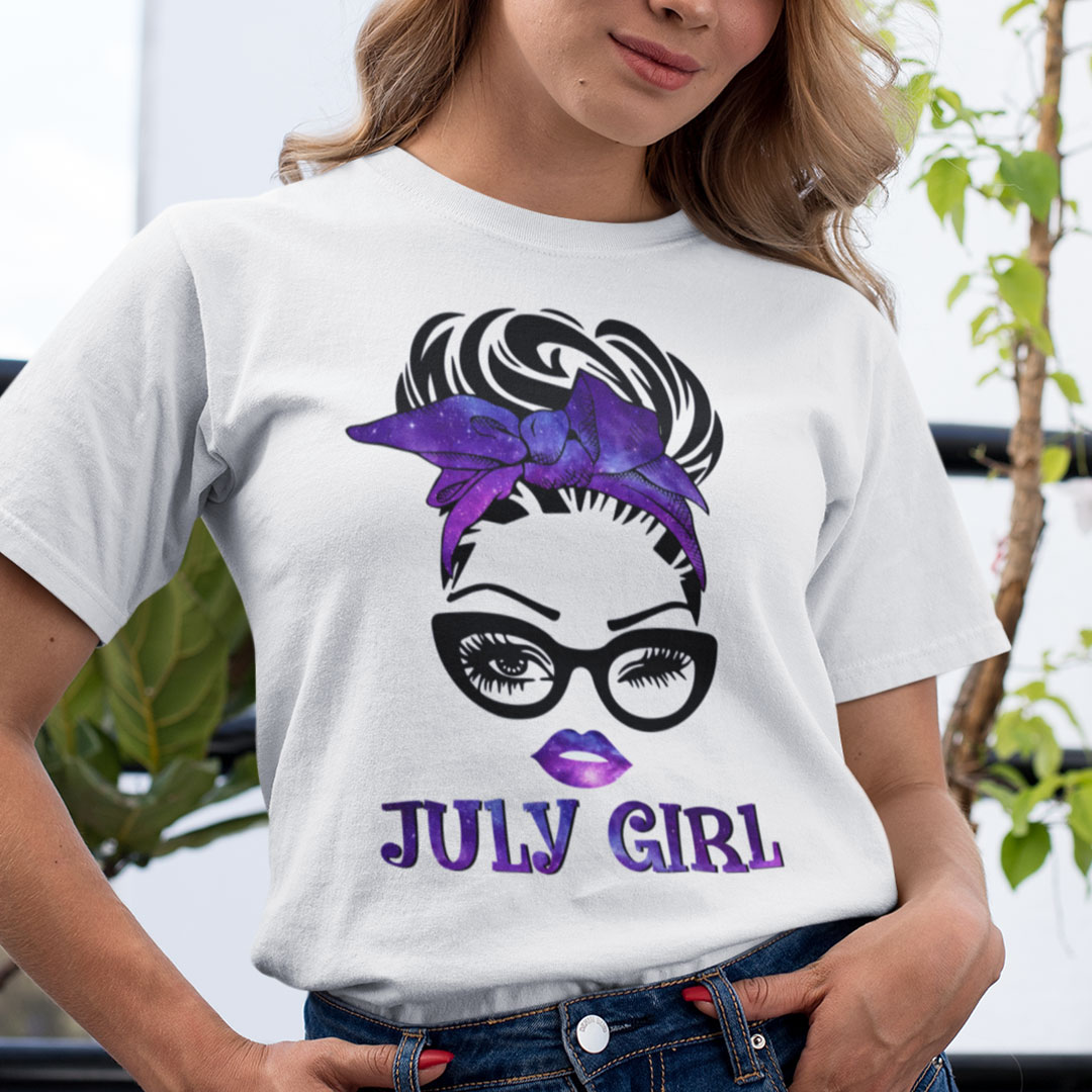July Birthday Girl T Shirt Black Glasses Purple Headband.jpg