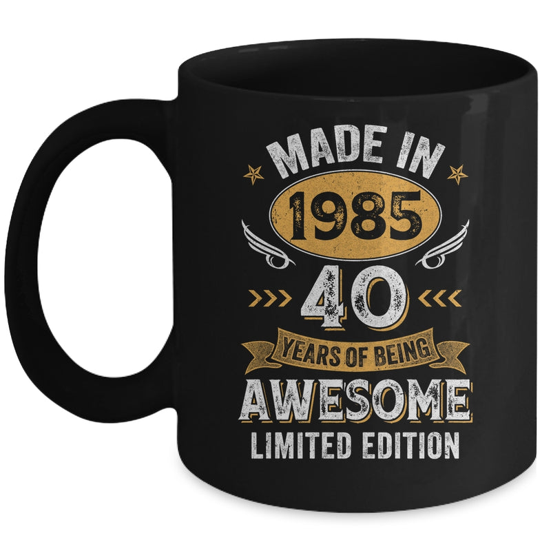 Vintage Made In 1985 40 Years Old 40th Birthday Men Women Mug 11oz Mug Black front 800x.jpg