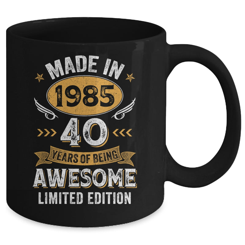 Vintage Made In 1985 40 Years Old 40th Birthday Men Women Mug 11oz Mug Black back 800x.jpg