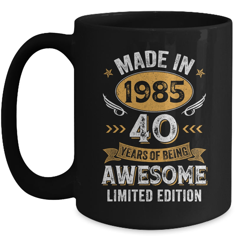 Vintage Made In 1985 40 Years Old 40th Birthday Men Women Mug 15oz Mug Black front 800x.jpg