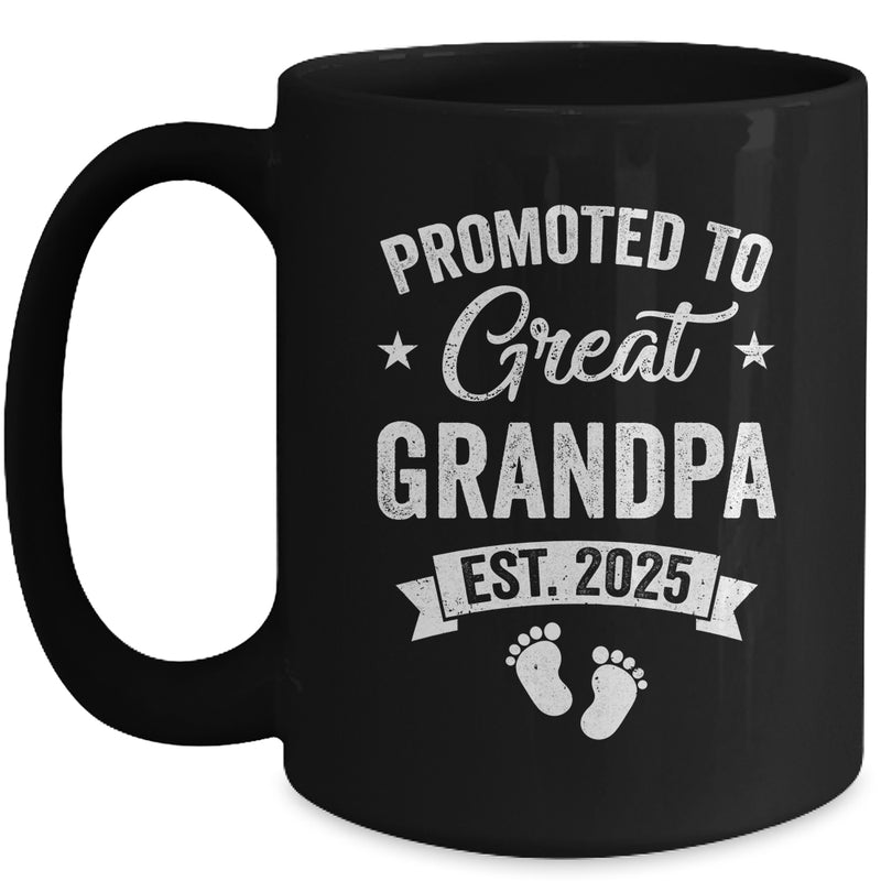 Promoted To Great Grandpa Est 2025 Pregnancy Announcement Mug 15oz Mug Black front 800x.jpg