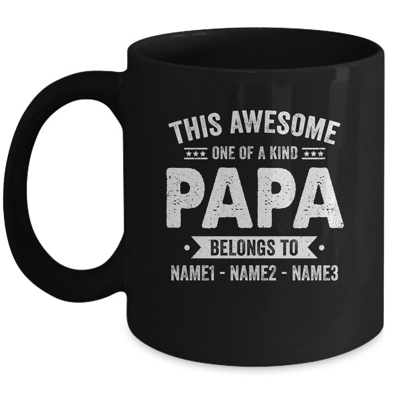 Personalized Custom Kids Name This Awesome Papa Belongs To Kids Custom Papa With Kid s Name For Men Fathers Day Birthday Christmas Mug 11oz Mug Black front 800x.jpg