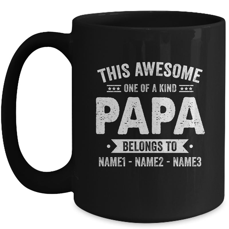 Personalized Custom Kids Name This Awesome Papa Belongs To Kids Custom Papa With Kid s Name For Men Fathers Day Birthday Christmas Mug 15oz Mug Black front 800x.jpg