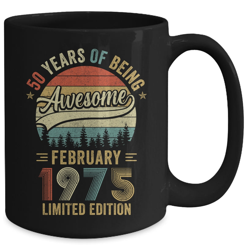 Vintage February 1975 50 Year Old 50th Birthday Men Women Mug 15oz Mug Black back 800x.jpg