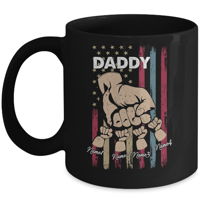 Personalized Awesome Daddy Kids With Name Custom Hands Fist Bump Flag Fathers Day Birthday Christmas Mug 11oz Mug Black front 800x.jpg