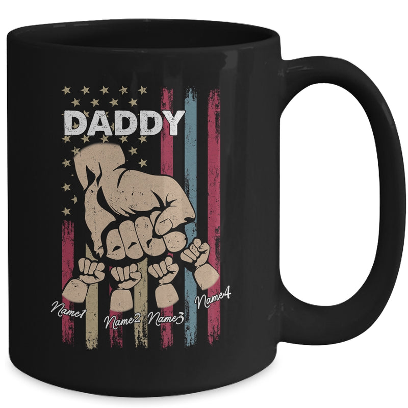 Personalized Awesome Daddy Kids With Name Custom Hands Fist Bump Flag Fathers Day Birthday Christmas Mug 15oz Mug Black back 800x.jpg