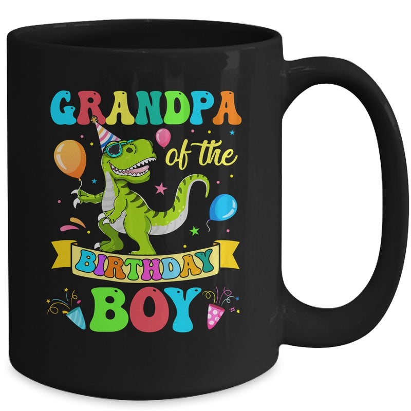 Grandpa Of The Birthday Boy T Rex Dinosaur Birthday Party Mug 15oz Mug Black back 800x.jpg