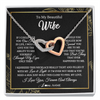 Personalized To My Beautiful Wife Necklace From Husband Feel My Love For Her Wife Birthday Anniversary Wedding Valentines Day Christmas Customized Message Card Interlocking Hearts Nec 100x.png
