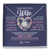 Personalized To My Beautiful Wife Necklace From Husband Feel My Love Wife Birthday Anniversary Wedding Valentines Day Christmas Customized Message Card Love Knot Necklace Standard Box 100x.png