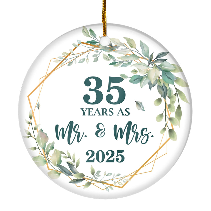35th Anniversary Wedding Ornament Married 35 Years As Mr and Mrs For Couples Christmas Husband Wife Wedding Gift Holiday Decoration Christmas Tree Ornament Circle Ornament Mockup 1 800x.jpg