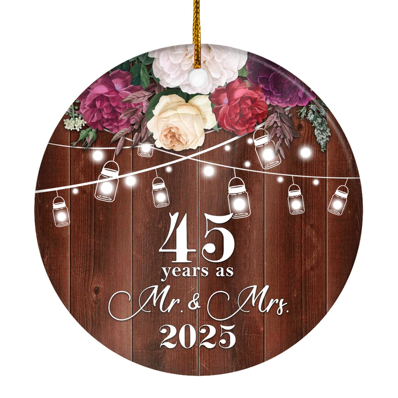 45th Anniversary Wedding Ornament 45 Years As Mr and Mrs For Couples Christmas Husband Wife Married Wedding Gift Holiday Decoration Christmas Tree Ornament Circle Ornament Mockup 1 800x.jpg