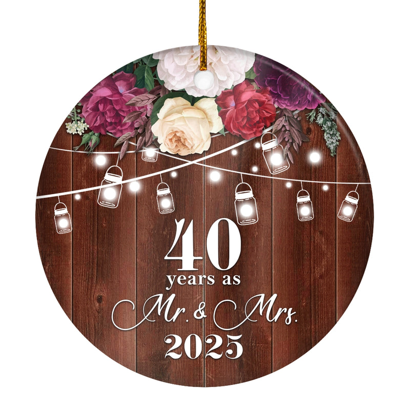 40th Anniversary Wedding Ornament 40 Years As Mr and Mrs For Couples Christmas Husband Wife Married Wedding Gift Holiday Decoration Christmas Tree Ornament Circle Ornament Mockup 1 800x.jpg