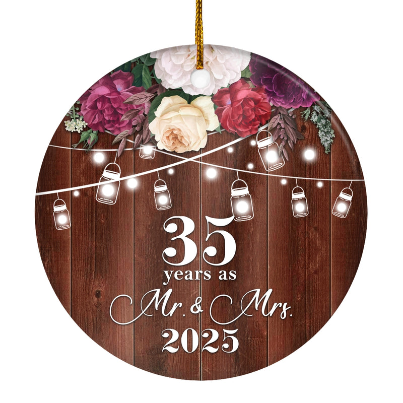 35th Anniversary Wedding Ornament 35 Years As Mr and Mrs For Couples Christmas Husband Wife Married Wedding Gift Holiday Decoration Christmas Tree Ornament Circle Ornament Mockup 1 800x.jpg