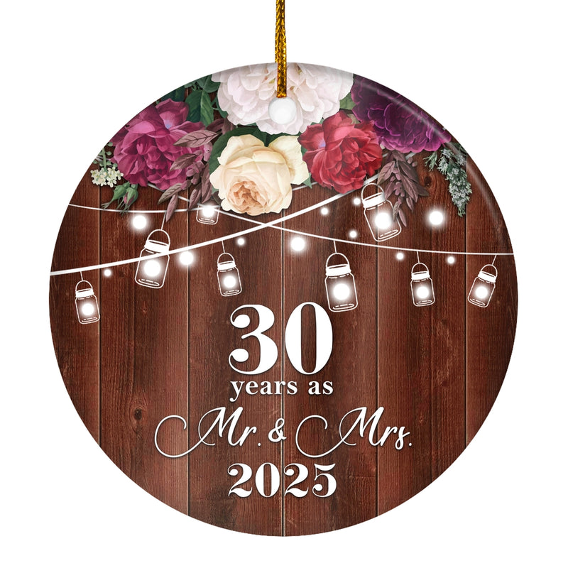 30th Anniversary Wedding Ornament 30 Years As Mr and Mrs For Couples Christmas Husband Wife Married Wedding Gift Holiday Decoration Christmas Tree Ornament Circle Ornament Mockup 1 800x.jpg