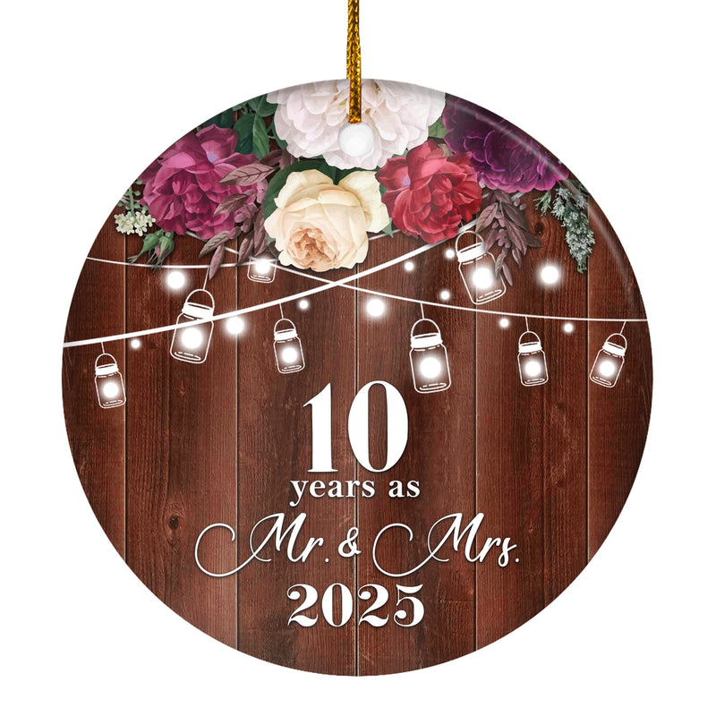 10th Anniversary Wedding Ornament 10 Years As Mr and Mrs For Couples Christmas Husband Wife Married Wedding Gift Holiday Decoration Christmas Tree Ornament Circle Ornament Mockup 1 800x.jpg