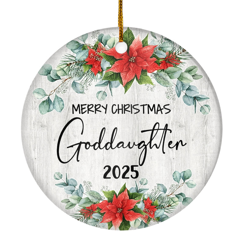 Merry Christmas Goddaughter 2024 Ornament New Goddaughter Farmhouse Rustic Gray Wood Deep Red Poinsettia Flower Decoration Christmas Tree Ornament Circle Ornament Mockup 1 800x.jpg