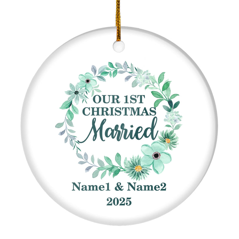 Personalized Mr And Mrs First Married Christmas Ornament Wedding Initial Married Keepsake Custom Name Decoration 22 Customized Christmas Tree Ornament Circle Ornament Mockup 1 800x.jpg