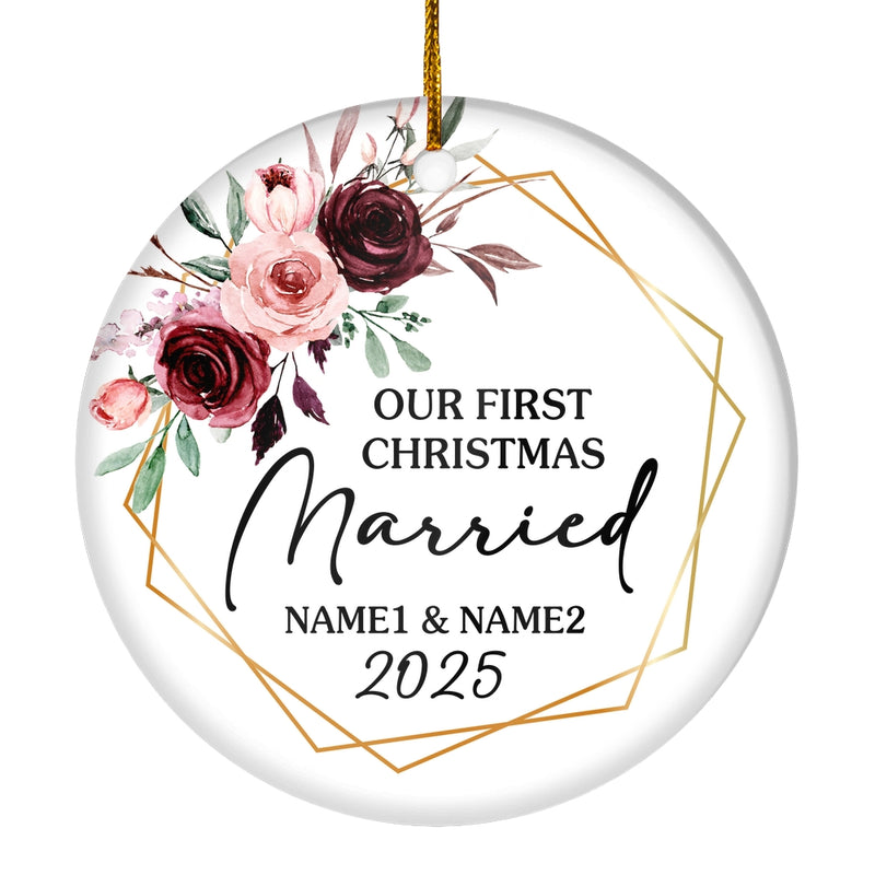 Personalized First Christmas as Mr and Mrs Ornament Just Married Wedding First Christmas Engaged Custom Name Decoration 24 Customized Christmas Tree Ornament Circle Ornament Mockup 800x.jpg