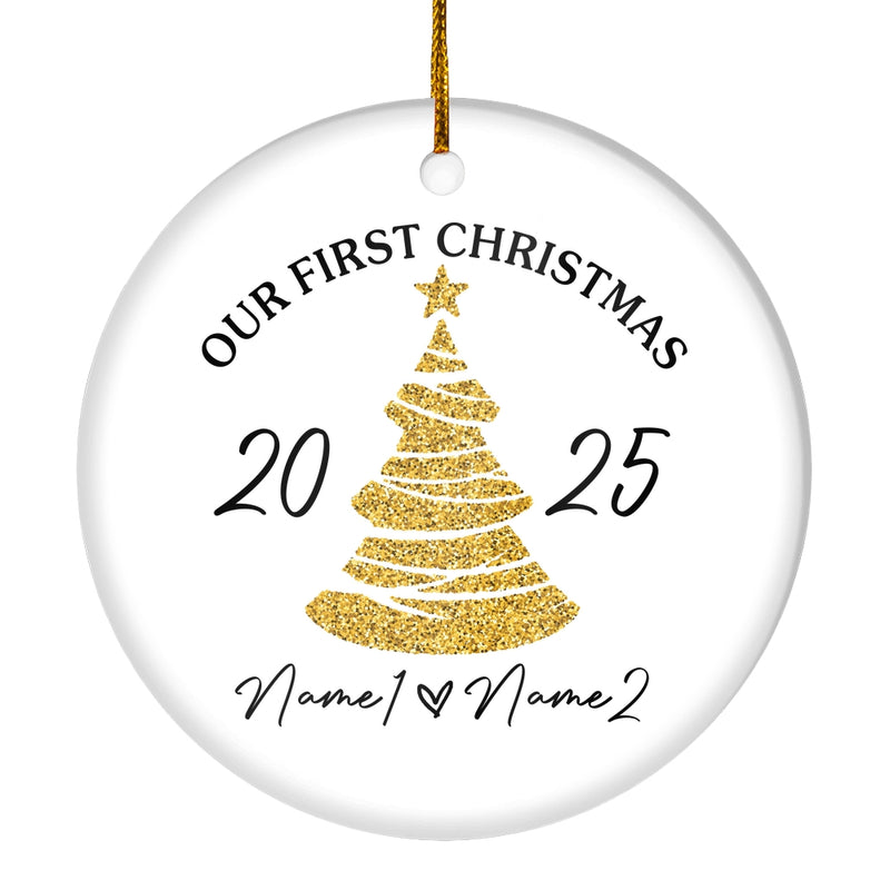 Personalized First Year Married Christmas Ornament Just Married Newlywed Keepsake Custom Name Decoration 24 Customized Christmas Tree Ornament Circle Ornament Mockup 1 800x.jpg