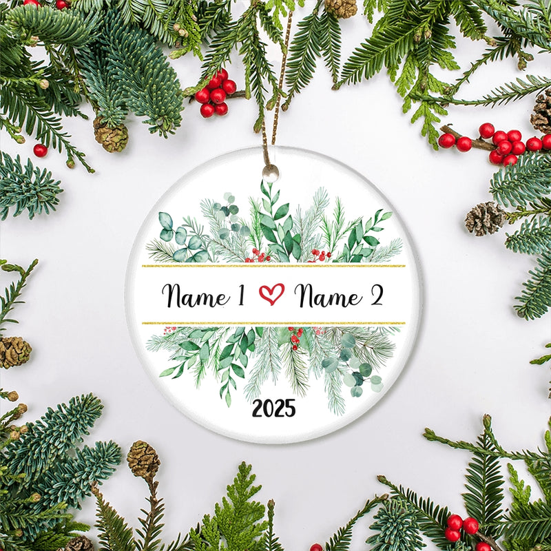 Personalized Our First Christmas as Mr and Mrs 1st Ornament First Year Married Keepsake Custom Name Decoration 23 Customized Christmas Tree Ornament Circle Ornament Mockup 2 800x.jpg