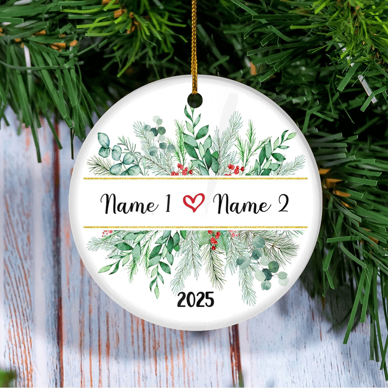 Personalized Our First Christmas as Mr and Mrs 1st Ornament First Year Married Keepsake Custom Name Decoration 23 Customized Christmas Tree Ornament Circle Ornament Mockup 3 800x.jpg