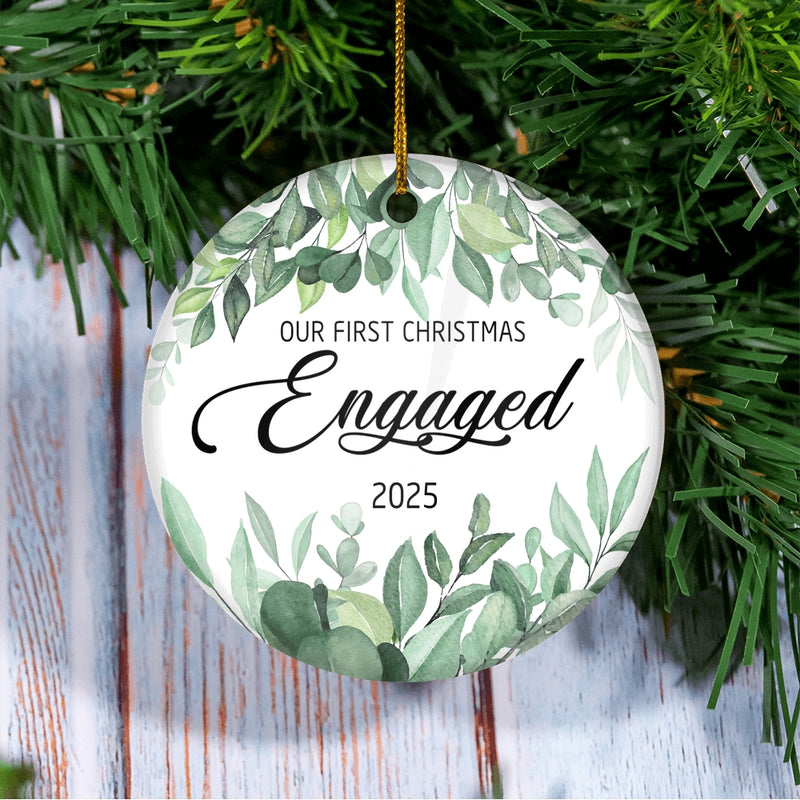 Our First Christmas Engaged 2025 Just Married Flower Leaf For Wedding Newlywed Couple 14 2025 Christmas Tree Ornament Circle Ornament Mockup 3 800x.jpg