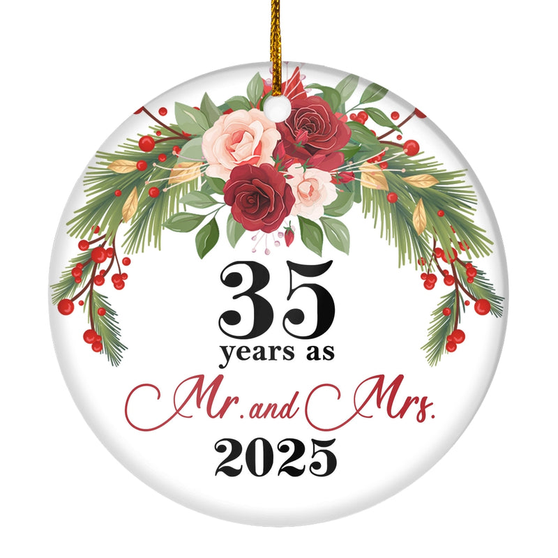 35th Wedding Anniversary 35 Years As Mr Mrs 2025 Christmas Ornaments Gifts For Couples Husband Wife Holiday Decoration Christmas Tree Ornament Circle Ornament Mockup 1 800x.jpg