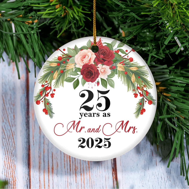 25th Wedding Anniversary 25 Years As Mr Mrs 2025 Christmas Ornaments Gifts For Couples Husband Wife Holiday Decoration Christmas Tree Ornament Circle Ornament Mockup 3 800x.jpg