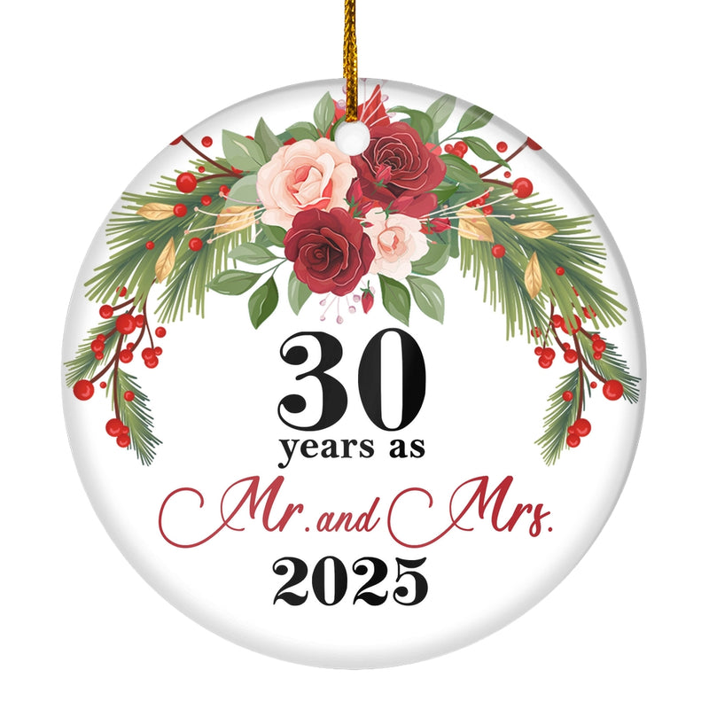 30th Wedding Anniversary 30 Years As Mr Mrs 2025 Christmas Ornaments Gifts For Couples Husband Wife Holiday Decoration Christmas Tree Ornament Circle Ornament Mockup 1 800x.jpg