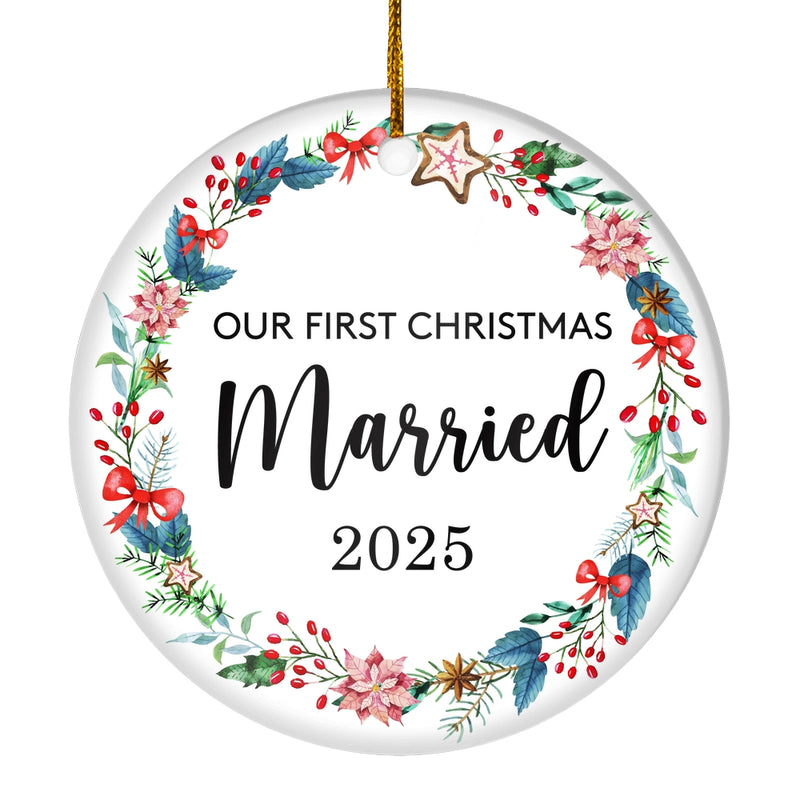 Our First Christmas Married Mr and Mrs 2025 For Wedding Newlywed Couple 19 2025 Christmas Tree Ornament Circle Ornament Mockup 1 800x.jpg