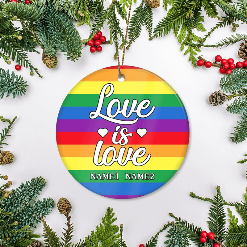 Personalized Love is Love Pride Rainbow LGBT Ornament Couple LGBTQ Gay Lesbian Friend Customized Christmas Tree Ornament Circle Ornament Mockup 2 800x.jpg