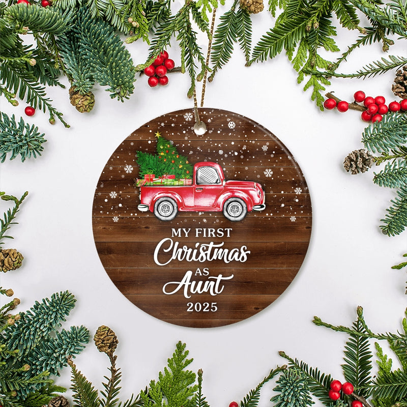 My First Christmas As Aunt Ornament 2024 New Aunt Decoration Christmas Tree Ornament Circle Ornament Mockup 2 800x.jpg