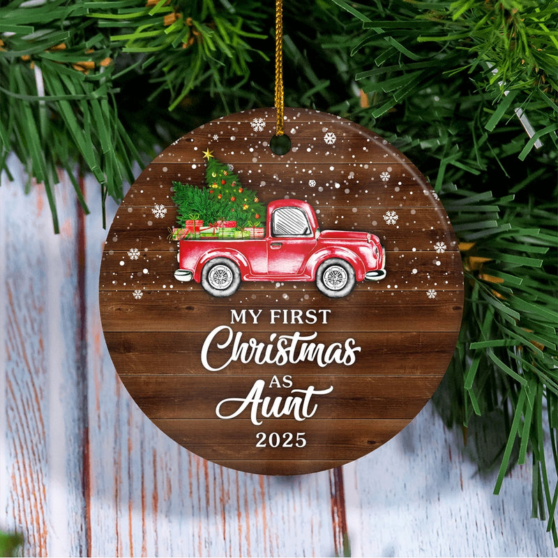 My First Christmas As Aunt Ornament 2024 New Aunt Decoration Christmas Tree Ornament Circle Ornament Mockup 3 800x.jpg