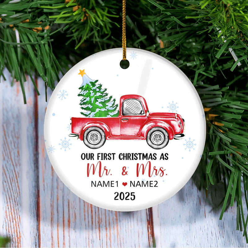 Personalized First Christmas As Mr And Mrs Ornament Married 2024 Custom Name Decoration Customized Christmas Tree Ornament Circle Ornament Mockup 3 800x.jpg