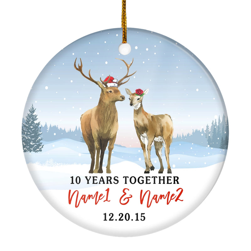 Personalized Deer Wedding Anniversary for Her Him Christmas Ornament for Married Couple with Names Date 1st 2nd 5th 10th 20th Customized Christmas Tree Ornament Circle Ornament Mockup 800x.jpg